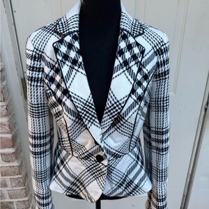 White House Black Market,  Black and White Plaid, Blazer, Size 8
